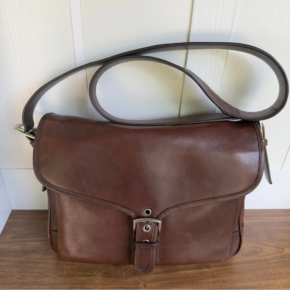 Vintage Coach Leather Crossbody Messenger Bag #5735 Unisex Brown Saddle Leather